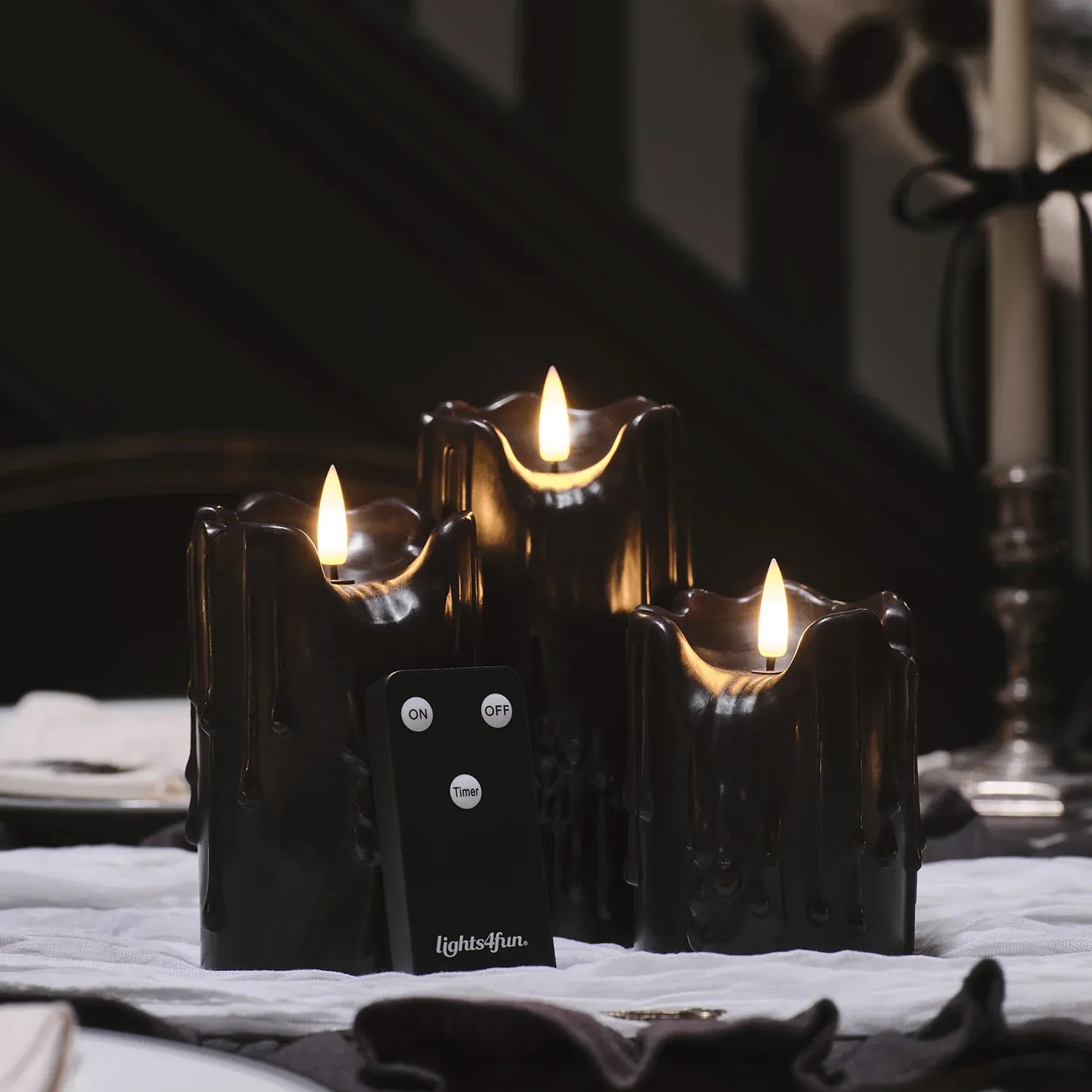 3 Bougies Noires TruGlow® à Effet Cire Fondue – Image 2