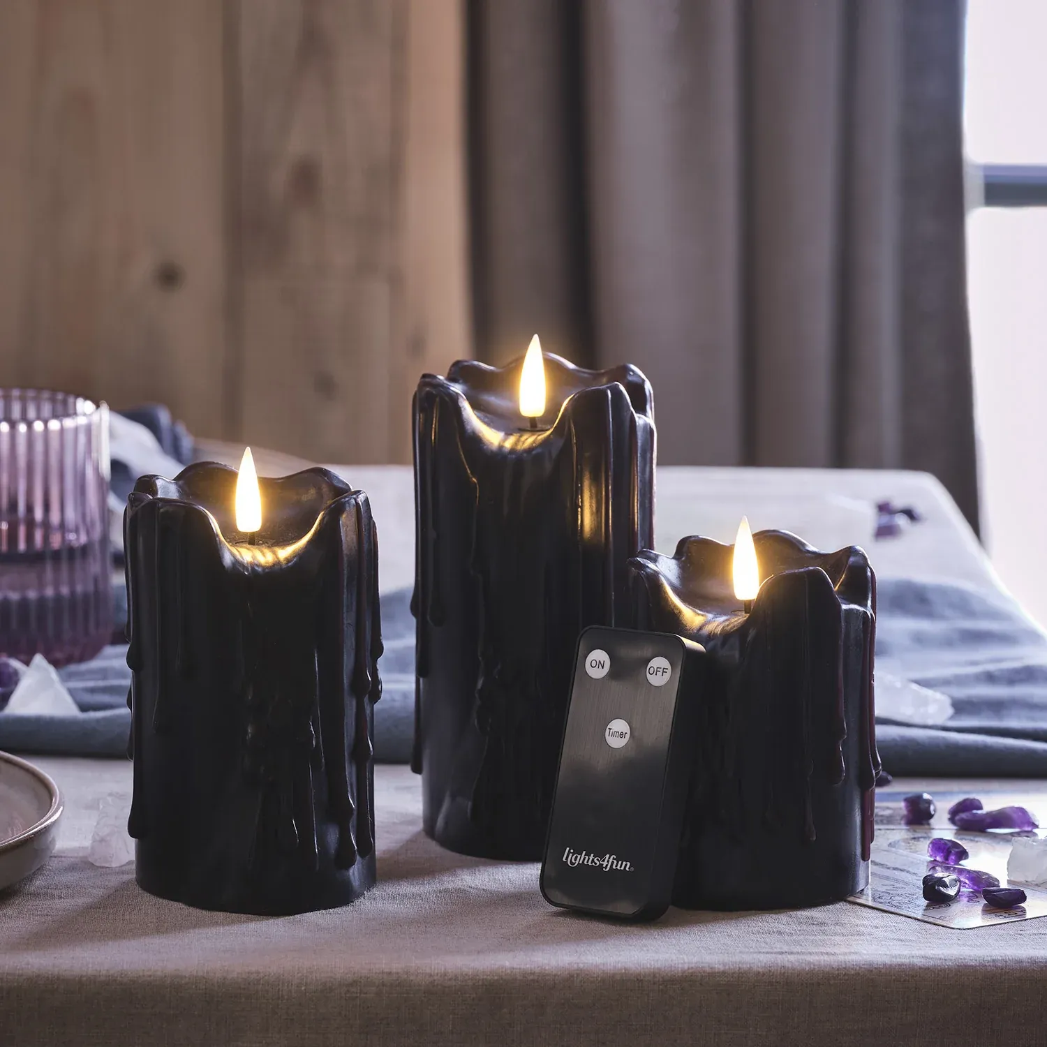 3 Bougies Noires TruGlow® à Effet Cire Fondue – Image 6