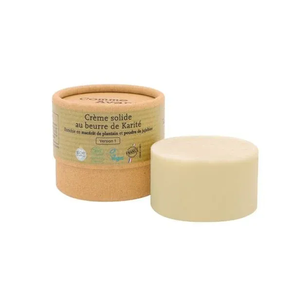 Crème Solide au Beurre de Karité Plantain & Jujubier Bio - 50 g - Comme avant