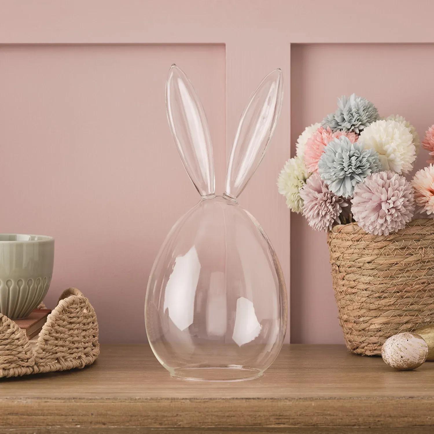 Lot de Cloche en Verre avec Oreilles de Lapin et Bougie Pilier TruGlow® de 10 cm – Image 2