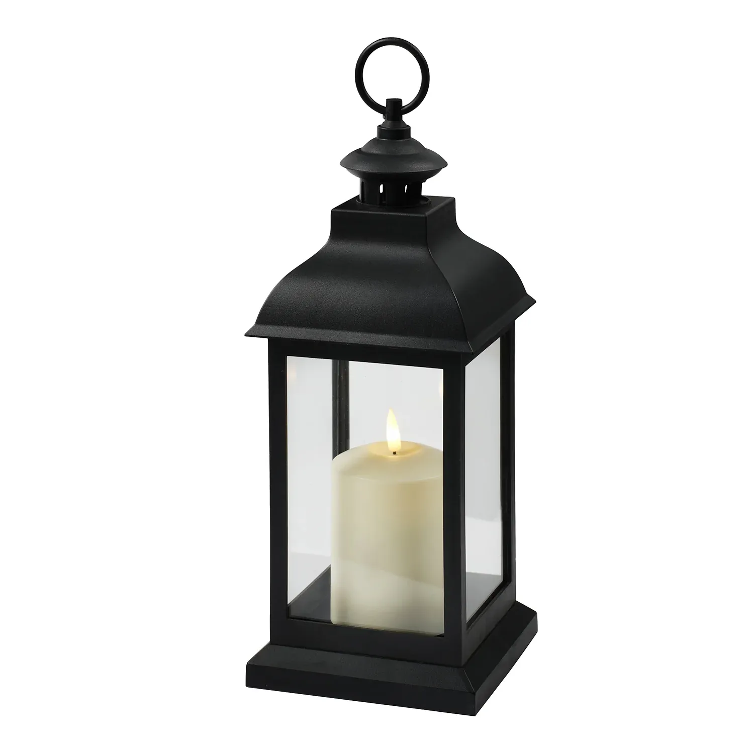 Lanterne Lumineuse Trentham Noire avec Bougie d'Extérieur TruGlow® et Télécommande – Image 4