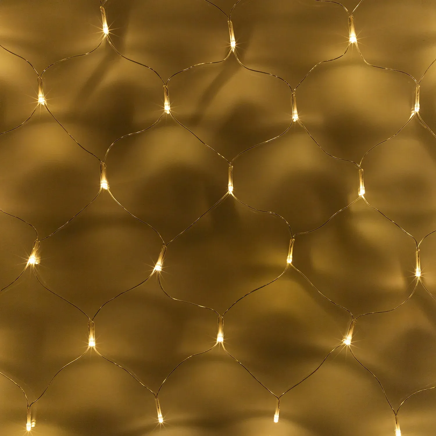 Filet Lumineux Solaire 1 x 1m avec 100 LED Blanc Chaud Sur Câble Transparent