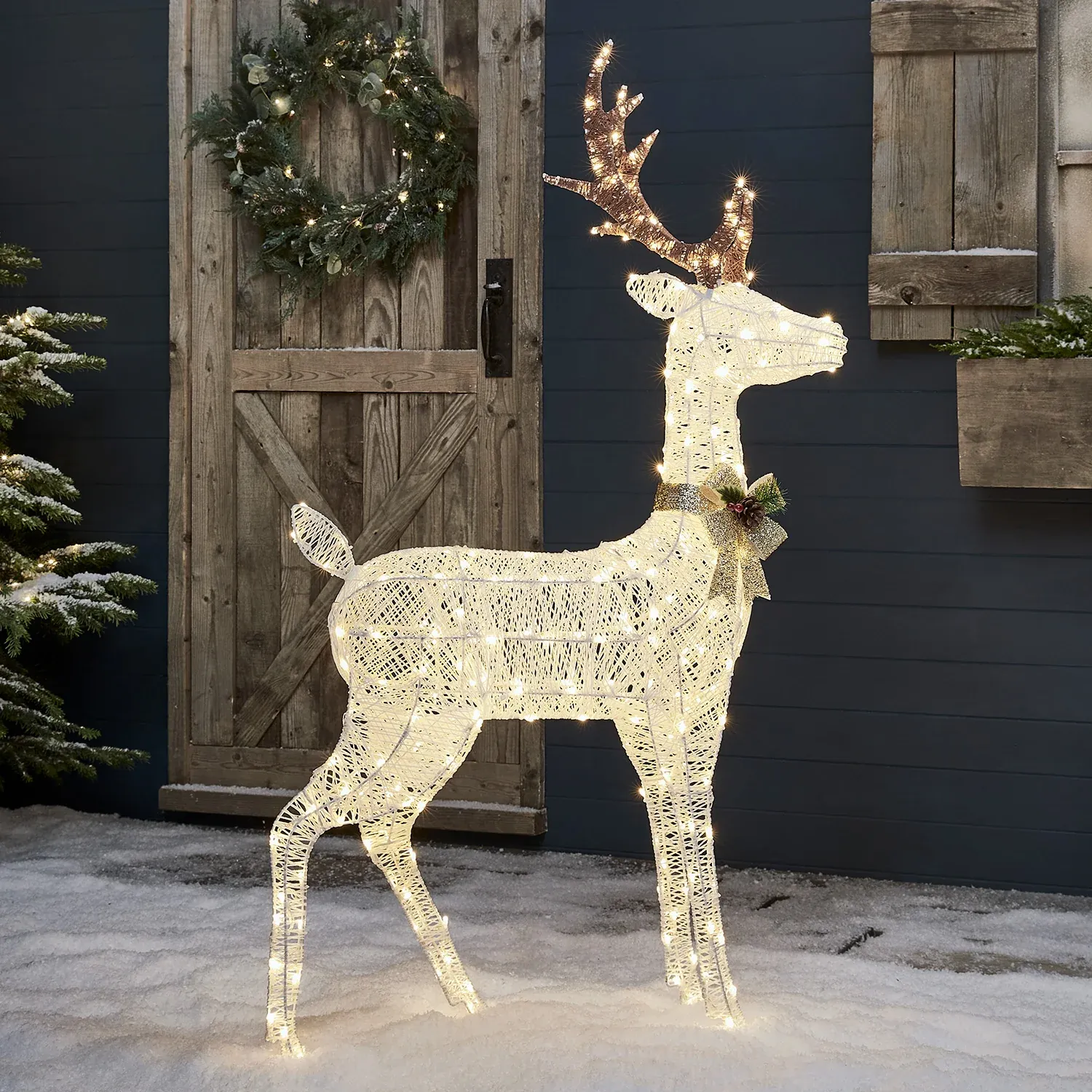 Renne de Noël Lumineux Harewood en Fils de Coton Blancs – Image 2