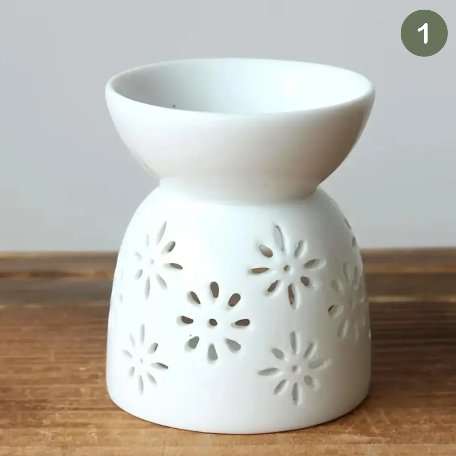 Brûleur de Cire ou Huiles essentielles en Céramique – Motif Soleil