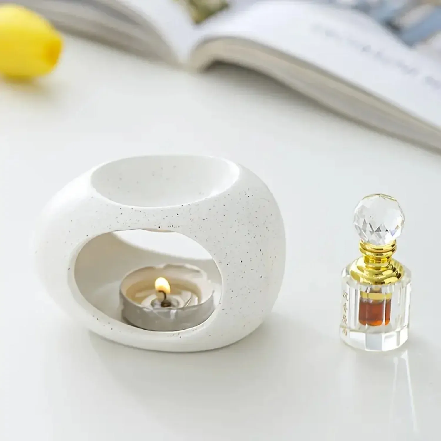 Brûleur de Cire & Diffuseur Huiles Essentielles en Céramique – Minimaliste – Image 5