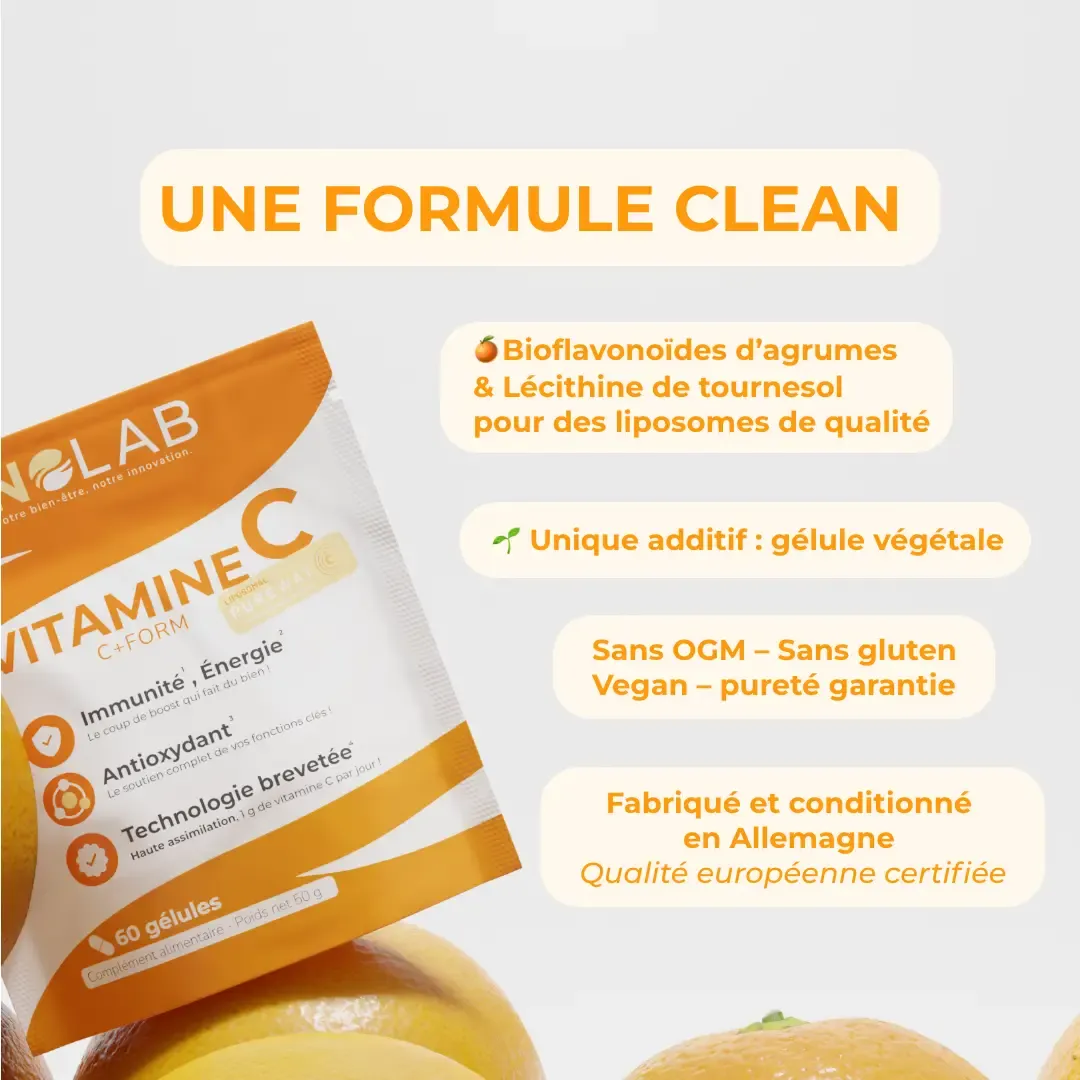 C+Form Vitamine C Liposomale 1000 mg - 60 gélules - Inolab – Image 3